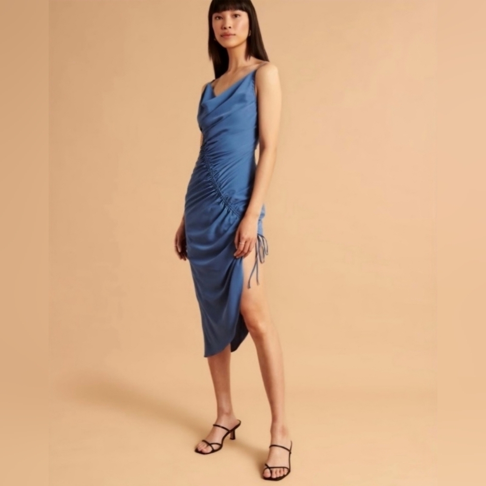 NWT Abercrombie & Fitch Asymmetrical Cinched Midi Dress - Size: S